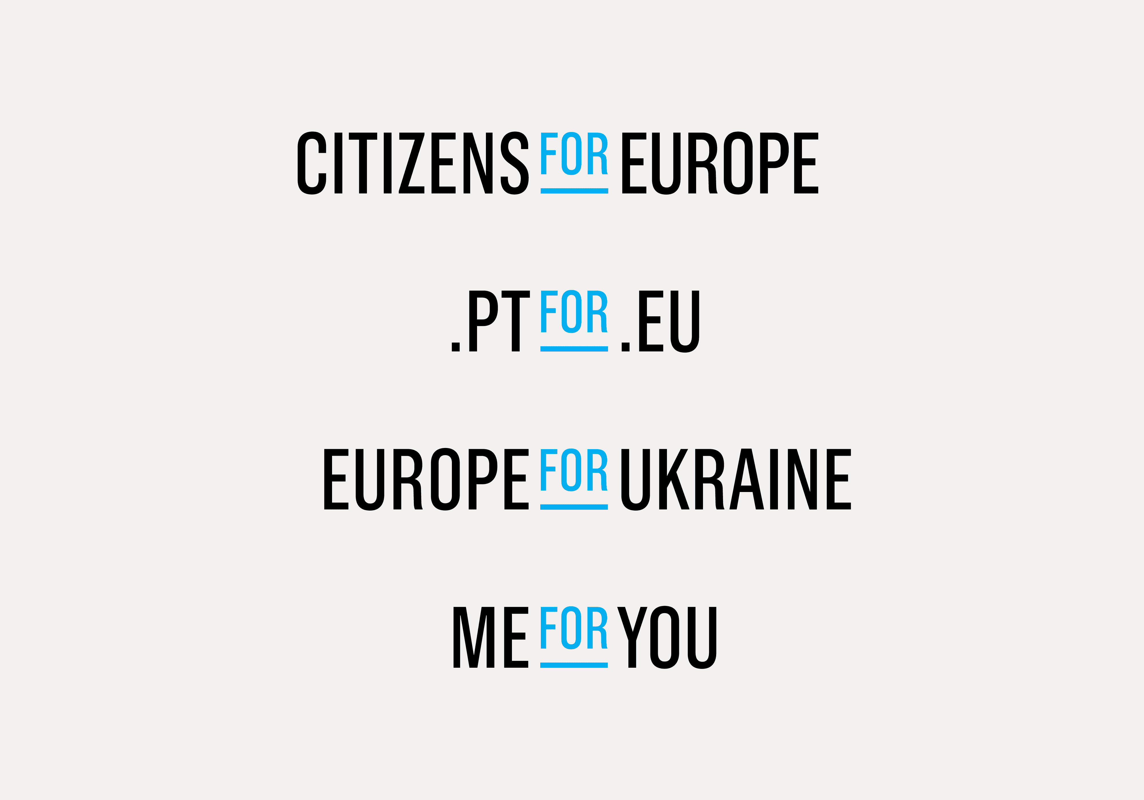 Variations on the logo that read ".pt for .eu", "Europe for Ukraine" and "Me for You"